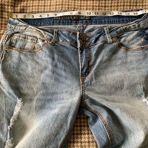 Royal blue distressed bootcut jeans size 15/30